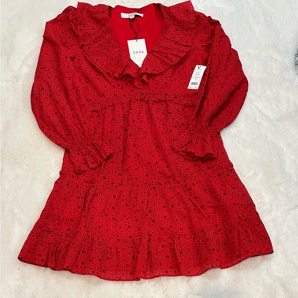 JOIE ADANSON 💯% Cotton MINI DRESS IN TRUE RED PLUM PERFECT, Size 6 - Picture 12 of 13